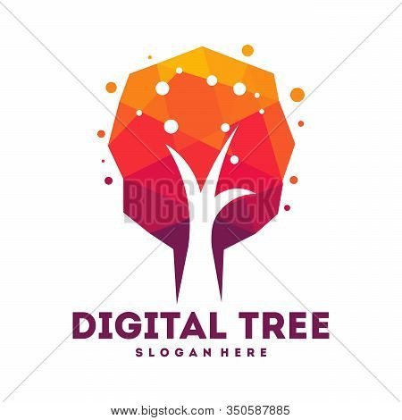 Modern Digital Tree Logo Designs Concept Vector, Tech Tree Logo Symbol Vector