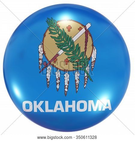 3d Rendering Of An Oklahoma Usa State Flag On A Circle Icon Isolated On White Background