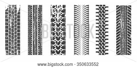 Tire Traces, Racing And Drift, Auto Race Tracks Isolated Icons