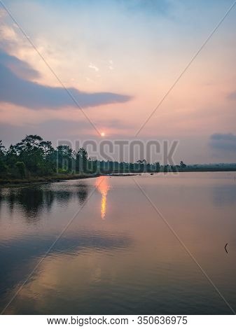 Sunrise Scenery View At Reservoir On Phu Kradueng Mountain National Park In Loei City Thailand.phu K