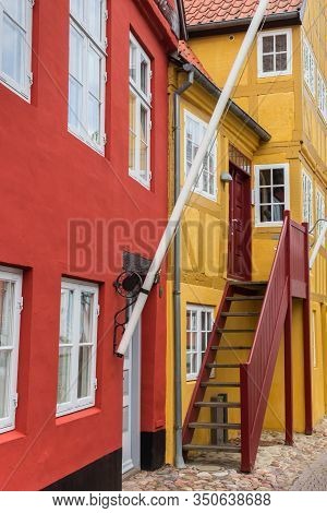 Wooden Stairs On An Half Timbered House In Haderslev, Denmark