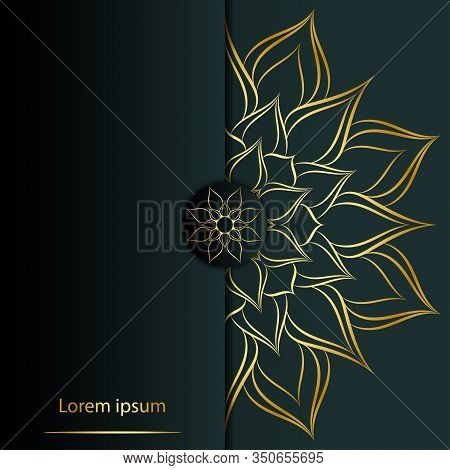 Circle Pattern Petal Flower Of Mandala With Gold Color,vector Floral Power Mandala Unique Design Wit