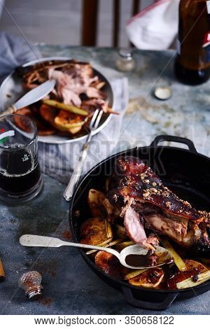 Roast Bavarian Ham Hocks With Beer, Caraway And Juniper.style Rustic.selective Focus