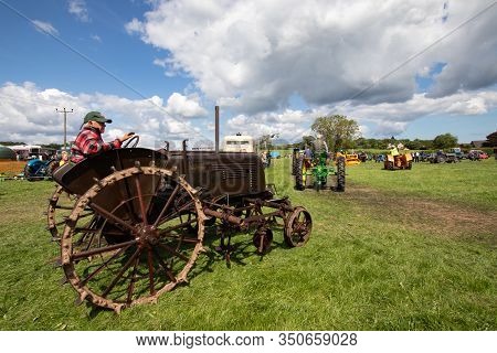 Vintage Tractor Unit With Metal Wheels On Show At The Fife Vintage Agricultural Vehicle Show, Cupar,