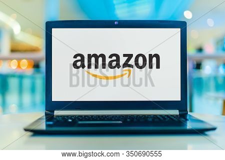 Poznan, Pol - Jan 30, 2020: Laptop Computer Displaying Logo Of Amazon, An American Multinational Tec