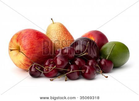 Fruit verscheidenheid geïsoleerd op witte achtergrond