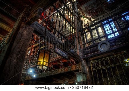 Gonzalez Catan, Argentina, September 28, 2019: Interior Of The Iron Museum In The Amazing Medieval T