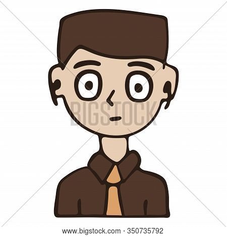 Young Man Listening To Music With Headphones. White Background Isolated Stock Vector Illustration