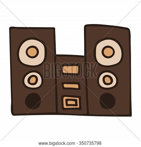 Speakers With Subwoofer. Music System. White Background Isolated Stock Vector Illustration