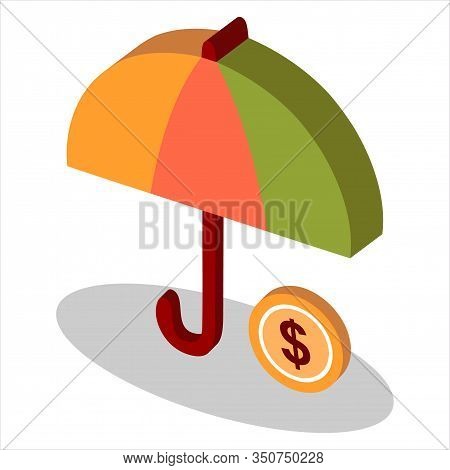Isometric Umbrella Icon Vector Isolated On White Background. Colored Vector Umbrella. Umbrella Icon 