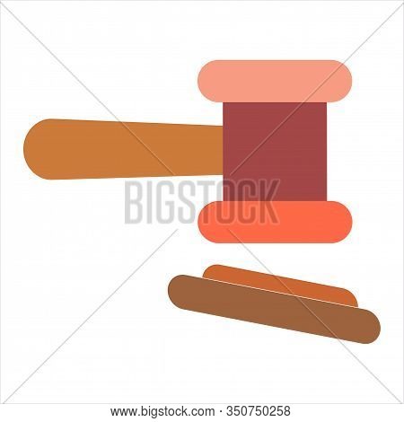 Law And Order Or Auction Concept. Protection Logotype With Gavel Judge Or Auctioneer. Concept Auctio