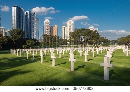 Manila, Philippines - February, 12, 2020: Manila American Cemetery And Memorial In Bgc