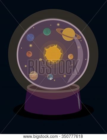 Glass Ball On A Stand With A Solar System