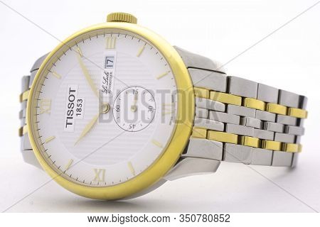 Le Locle, Switzerland 15.01.2020 - Tissot Man Watch Stainless Steel Case, Rose Gold Pvd Coating Gold