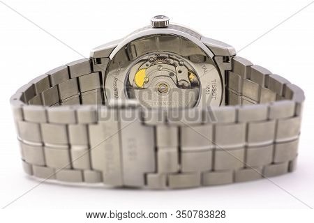 Le Locle, Switzerland 15.01.2020 - Tissot Man Watch Woman Watch Stainless Steel Case, Metal Bracelet