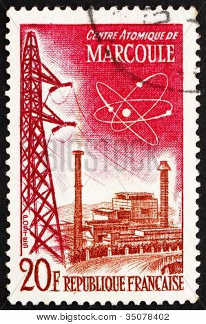 Postage stamp France 1959 Marcoule Atomic Center