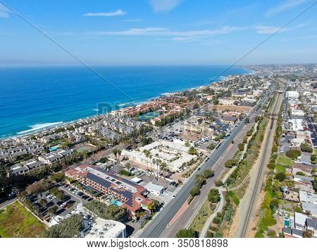 Aerial View Of Typical South California Community Condo Next To The Sea On The Edge Of The Cliff Dur
