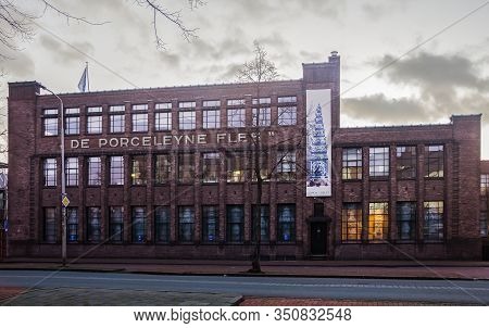 Delft, The Netherlands, Holland,january 18, 2020: The Building Of The Royal Delft Pottery Manufactur
