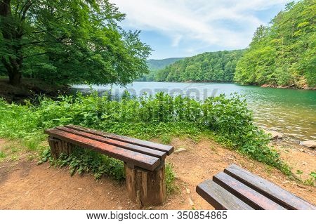 Beautiful Vihorlat Lake Among The Forest In Summer. Fantastic Slovakian Mountain Scenery