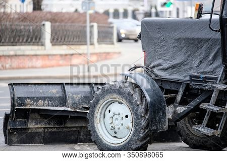 Mosocw, Russia - February, 10, 2020: the image of sweeper in Mosocw, Russia