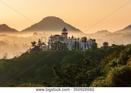Mount Abu And Aravalli Mountain Range Aerial Panoramic View. Mount Abu Is A Hill Station In Rajastha