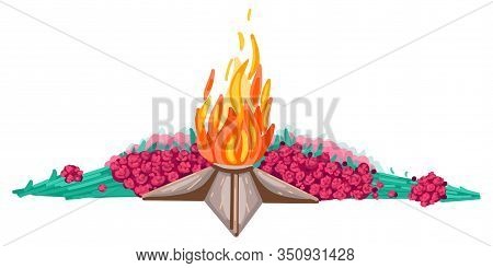 Eternal Flame. Memorial 9 May. Great Patriotic War. Vector Illustration