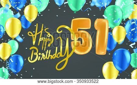 Happy Birthday 51th Anniversary Celebration Party Balloons Illustration