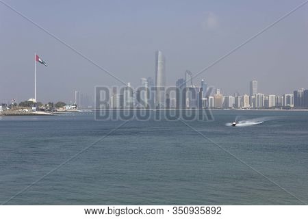 Abu Dhabi, Uae - December 28 2017: Abu Dhabi Bay And Cityscape