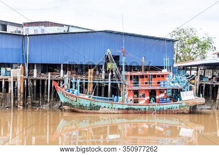 Sekinchan, Malaysia, February 16, 2020: Sekinchan Is Source Of Fresh Seafood. Feature Here Is Old Fa