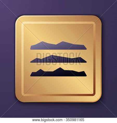 Purple Strips Of Cocaine Or Heroin Drug Icon Isolated On Purple Background. Gold Square Button. Vect