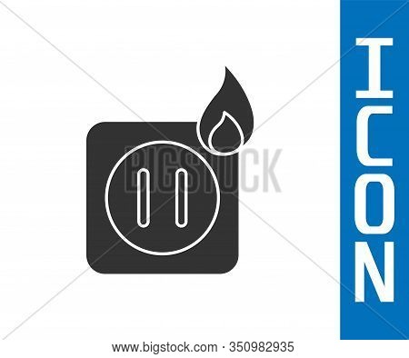 Grey Electric Wiring Of Socket In Fire Icon Isolated On White Background. Electrical Safety Concept.