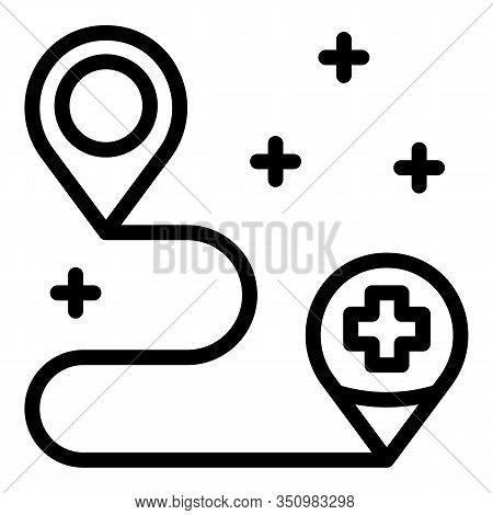 Private Clinic Map Route Icon. Outline Private Clinic Map Route Vector Icon For Web Design Isolated 