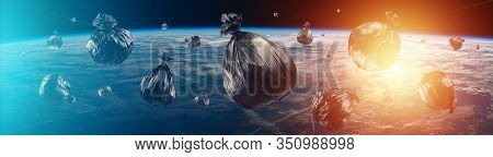 Debris In Earth Orbit, Dangerous Debris In Orbit Around The Planet. Elements Of This Image Furnished
