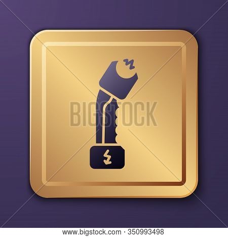 Purple Police Electric Shocker Icon Isolated On Purple Background. Shocker For Protection. Taser Is 