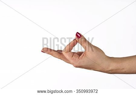 Womans Hand Ok Sign On White Background