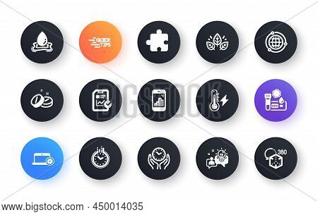 Minimal Set Of Idea, Time And Organic Tested Flat Icons For Web Development. Education, Graph Phone,