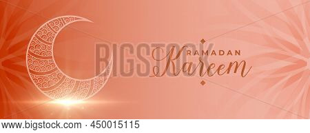 Ramadan Kareem Islamic Festival Banner With Cresent Moon