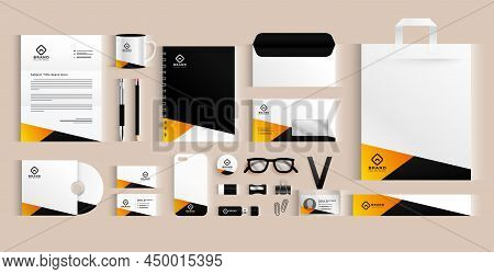 Modern Business Stationery Elements Set Design Vector Illustration