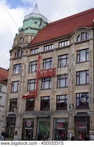 Wroclaw, Poland - February 19, 2022:  Feniks Shopping Centre In A Historical Building In Old Town Sq