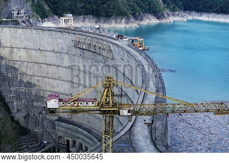 The Largest Hydroelectric Power Station In The Caucasus, Located On The Inguri River. View Of The Da