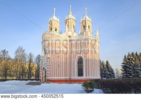 Ancient Chesme Church (nativity Of John The Baptist) On A December Afternoon. Saint-petersburg, Russ