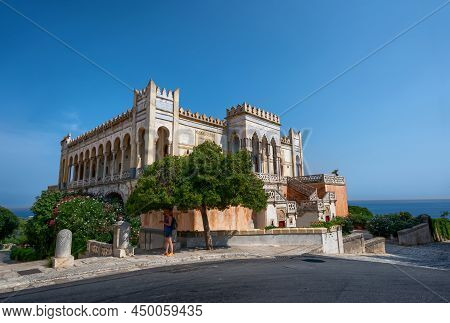 Santa Cesarea Terme, Puglia, Italy. August 2021. Amazing View Of Palazzo Sticchi, The 19th Century M