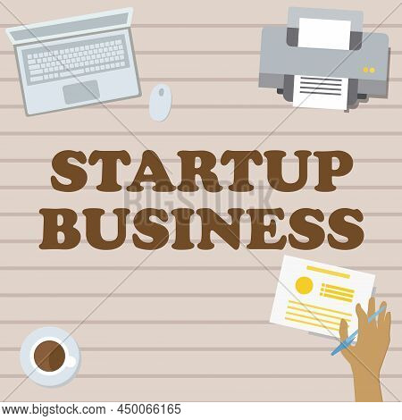 Text Caption Presenting Start Up Business. Business Overview Engaging To A New Venture Fresh Trading