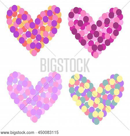 Dotted Colorful Confetti Fun Pastel Hearts Set
