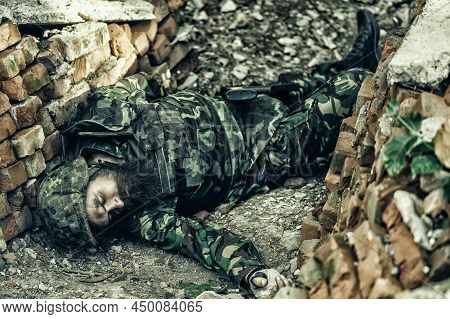 Dead Soldier. Dead Soldier Killed Russian Soldiers. Military Photo, Army Background.