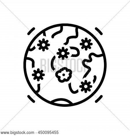 Black Line Icon For Widespread Bacteria Pandemic Epidemic Influenza Diseases Prevalent Earth Global 