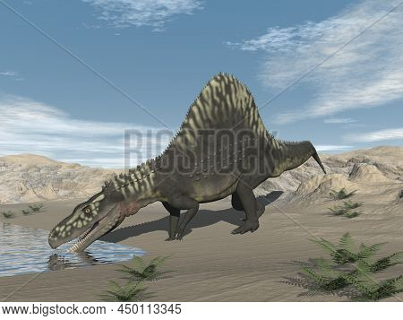 Arizonasaurus Dinosaur In The Desert - 3d Render