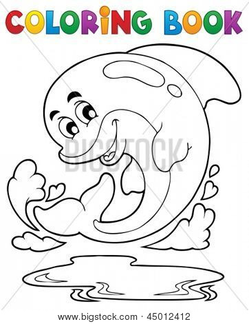 Kolorowanie książki tematu Delfin 2 - eps10 ilustracji wektorowych.