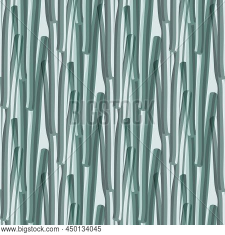 Abstract Bamboo Faux Watercolor Vector Seamless Pattern Backdround. Groups Of Overlapping Plant Stem