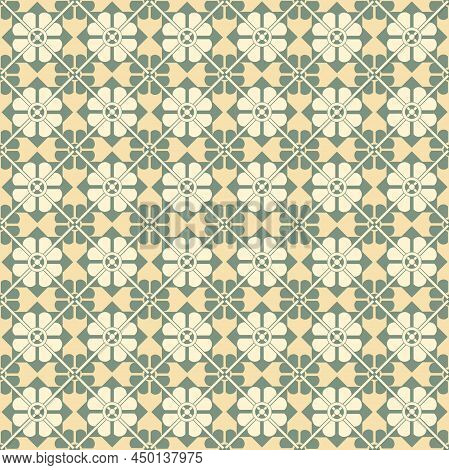 Abstract Ornamental Seamless Pattern. Linear Floral Ornament. Artistic Geometric Backdrop In Arab Or